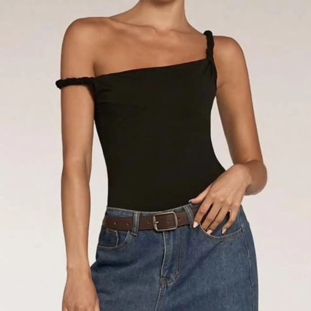 Women’s Black Assymetrical Bodysuit